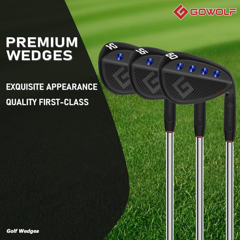 Gowolf Premium Forged Full Face Golf Wedges 50/52/54/56/58/60/69 Degree Individual or Set for Men, Right Hand Gap Wedge Sand Wedge Lob Wedge, Golf Clubs CNC Milled Face for More Spin - Great Golf Gift - Image 2